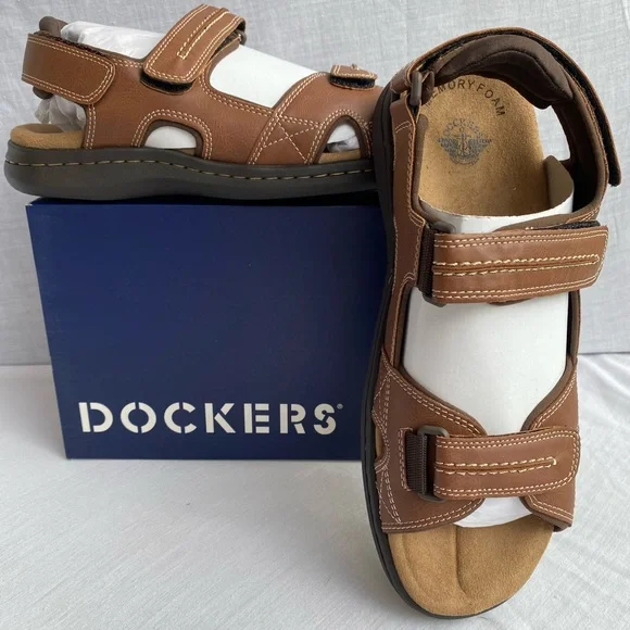 Dockers Men’s NewPage Casual 2 Strap Sandals Sz 11 in Rust - Picture 2 of 16